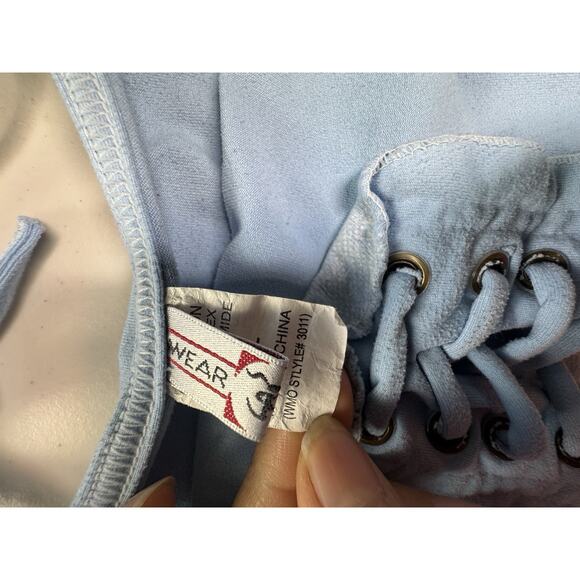 light blue, lace-up cami tank top Y2K, Women's Medium large Stretch Cottagecore - Picture 8 of 9